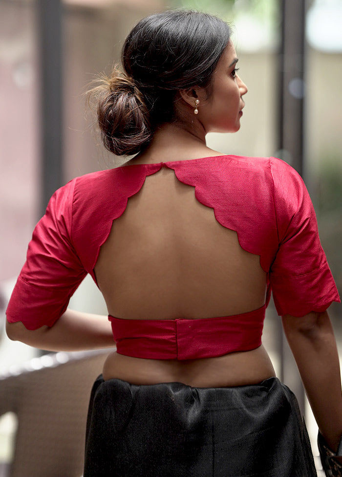 Red Dupion Silk Designer Blouse - Indian Silk House Agencies