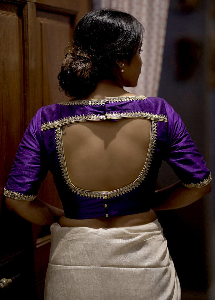 Purple Dupion Silk Designer Blouse - Indian Silk House Agencies