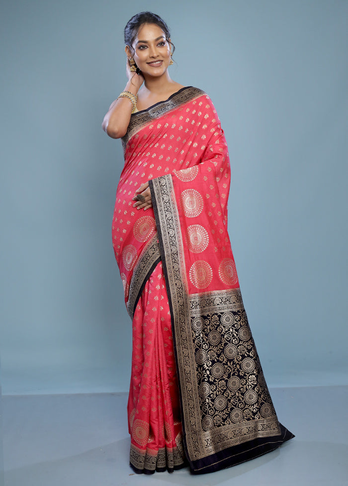 Pink Dupion Silk Saree With Blouse Piece