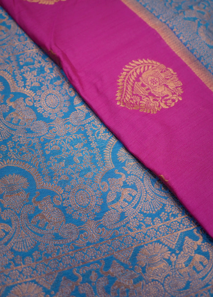 Pink Dupion Silk Saree With Blouse Piece