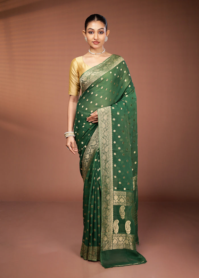 Green Georgette Saree With Blouse Piece