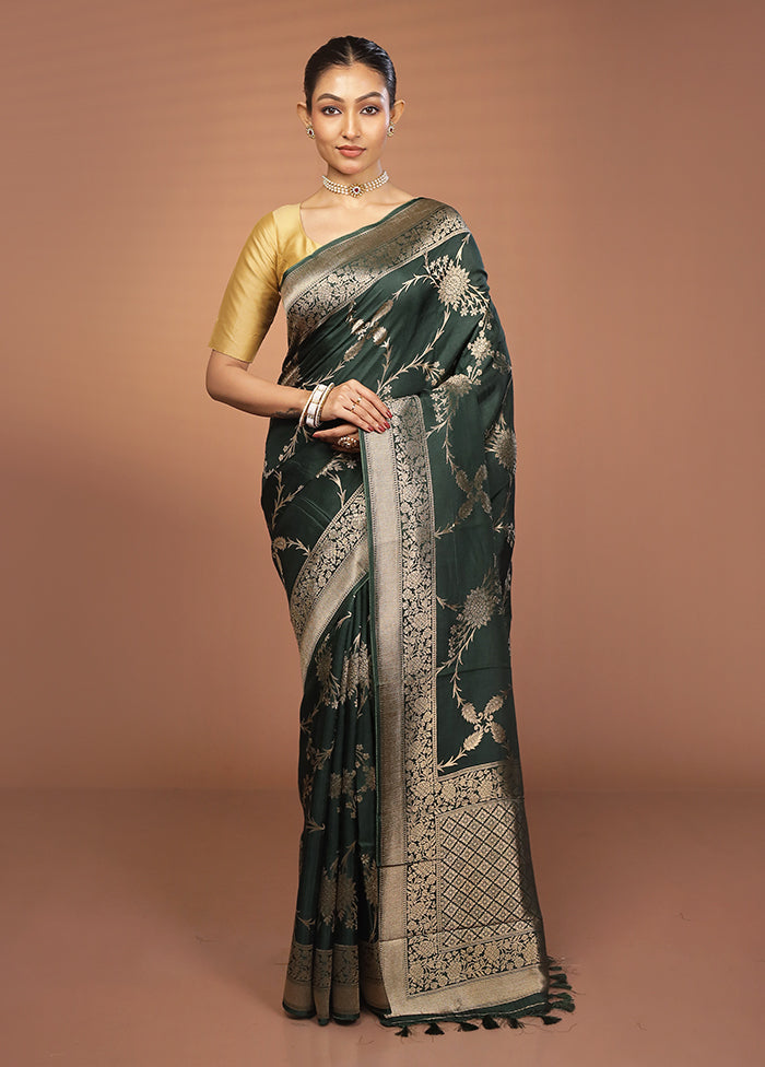 Green Dupion Silk Saree With Blouse Piece