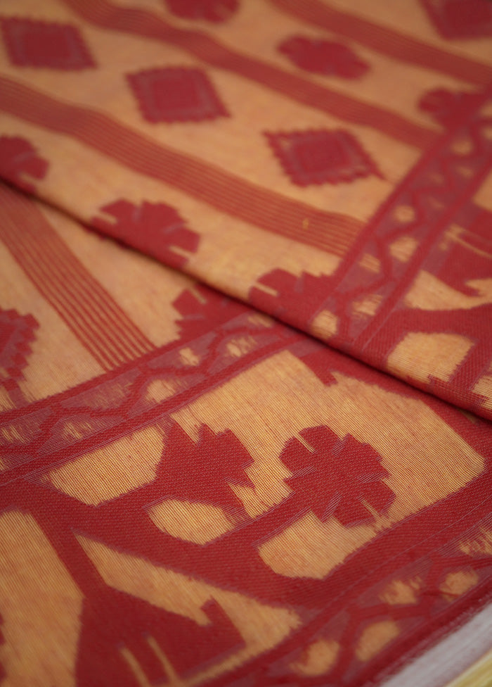 Yellow Tant Jamdani Saree Without Blouse Piece