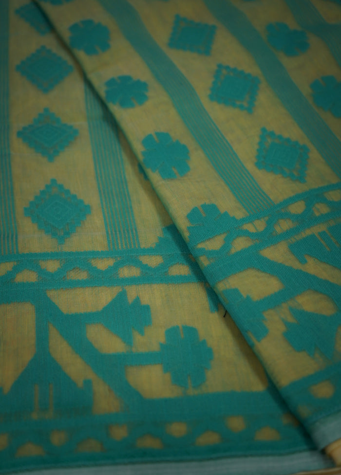 Yellow Tant Jamdani Saree Without Blouse Piece