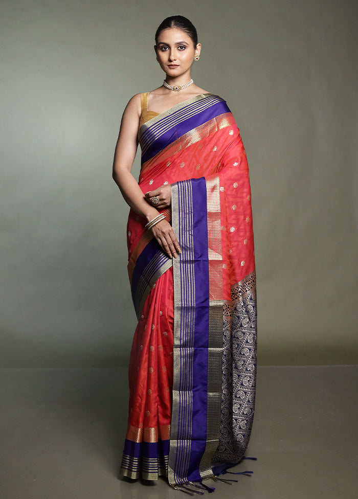 Red Kanjivaram Silk Saree With Blouse Piece