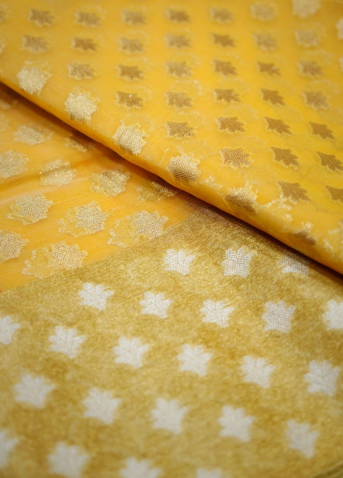 Yellow Organza Saree With Blouse Piece