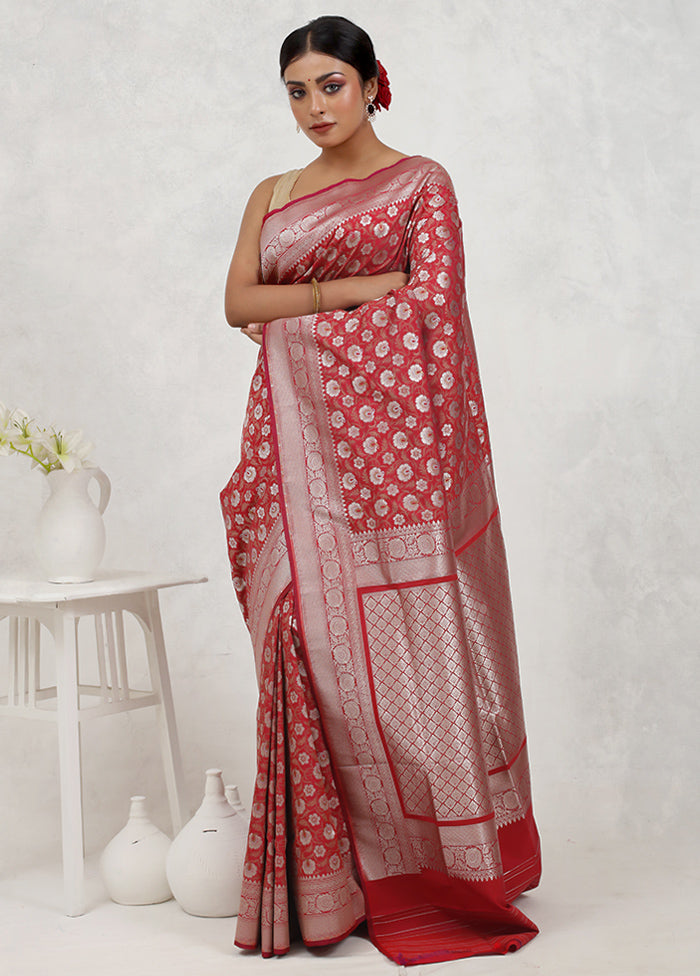 Pink Uppada Silk Saree With Blouse Piece