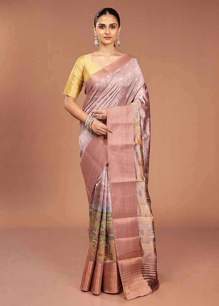 Pink Dupion Silk Saree With Blouse Piece