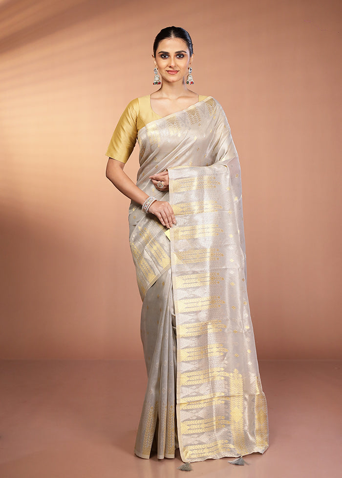 Blue Tissue Silk Saree With Blouse Piece