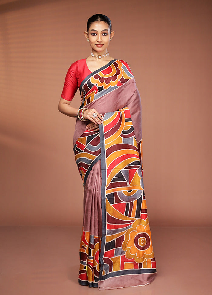 Multicolor Printed Pure Silk Saree Without Blouse Piece