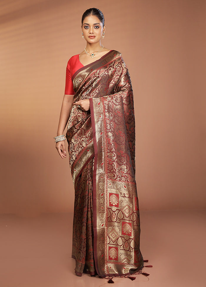 Red Dupion Silk Saree With Blouse Piece