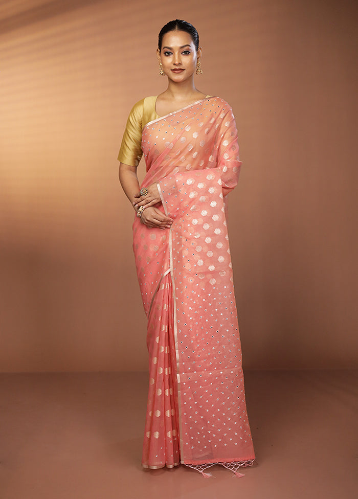 Pink Organza Saree With Blouse Piece
