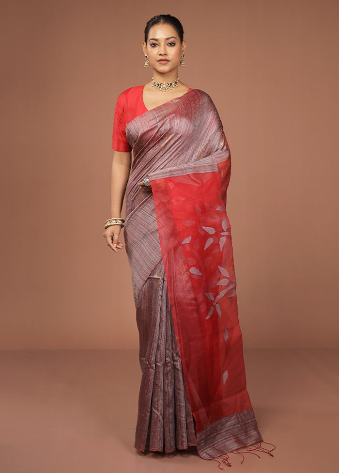 Pink Handloom Matka Pure Silk Saree With Blouse Piece