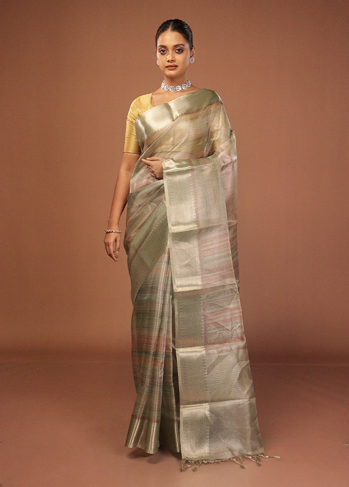 Multicolor Tissue Silk Saree With Blouse Piece