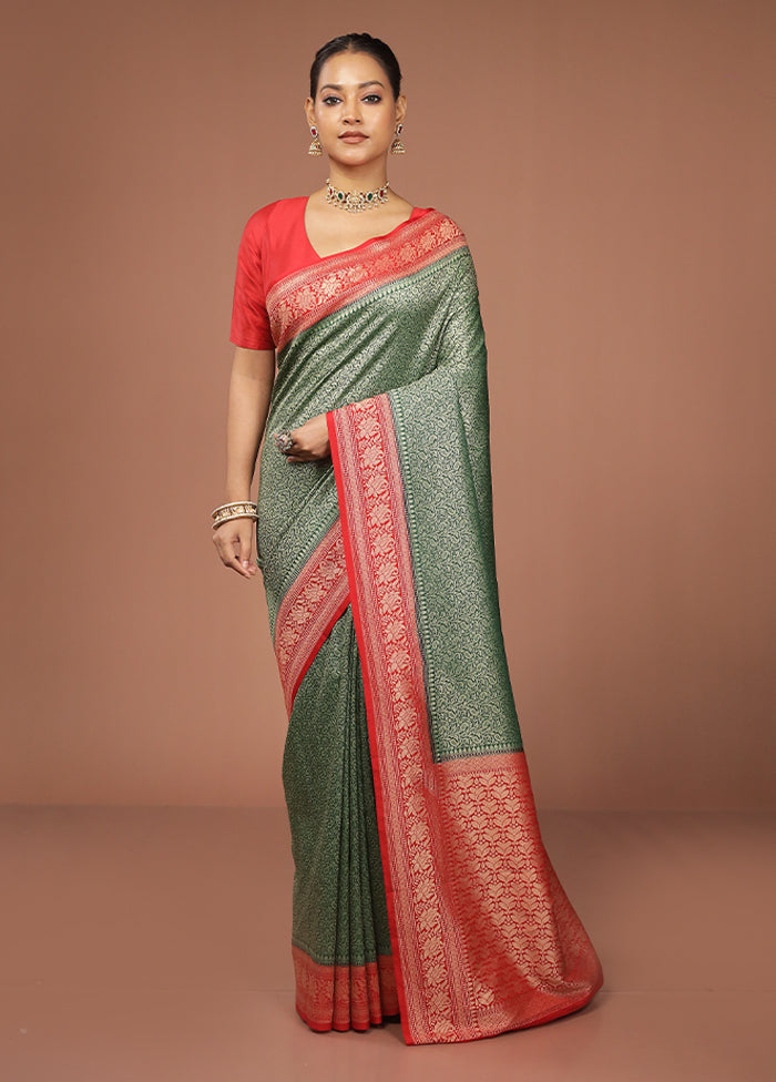 Green Georgette Saree With Blouse Piece
