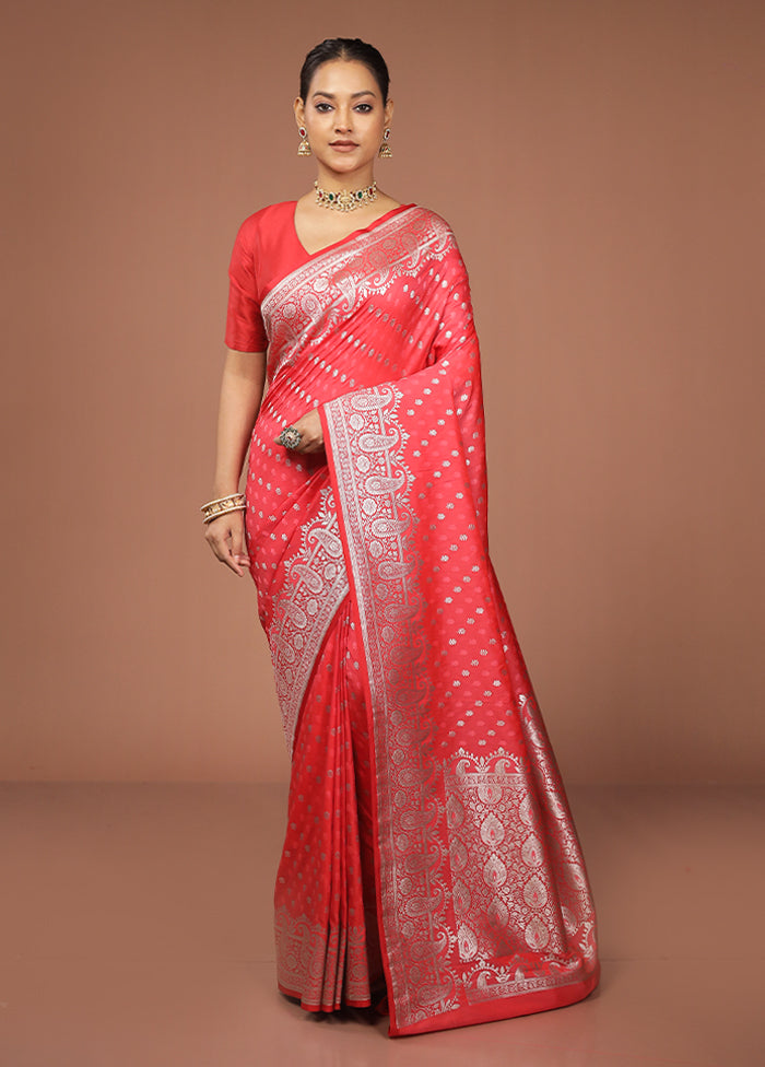 Red Katan Silk Saree With Blouse Piece