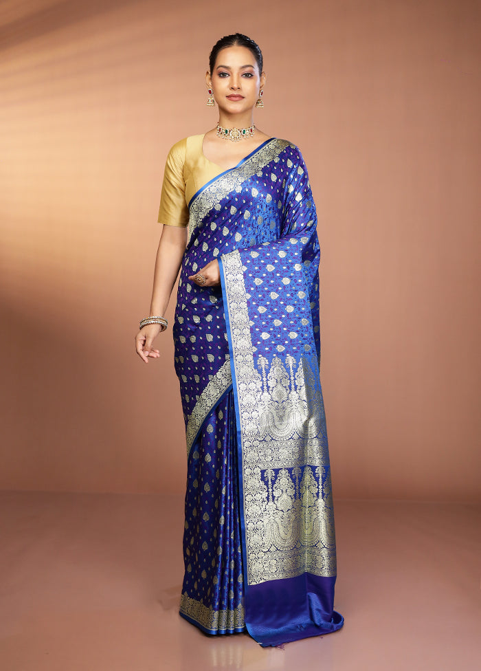Blue Tanchoi Silk Saree With Blouse Piece
