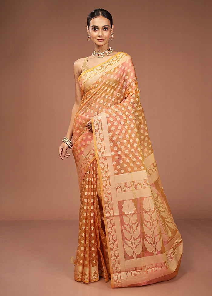 Pink Tissue Silk Saree With Blouse Piece