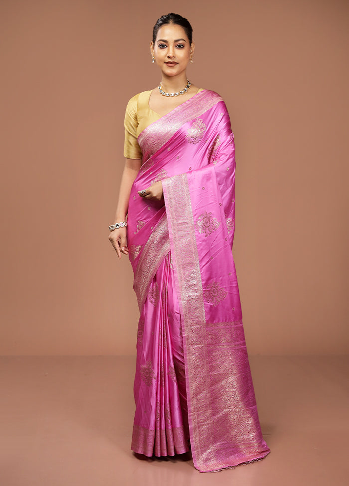 Pink Dupion Silk Saree With Blouse Piece