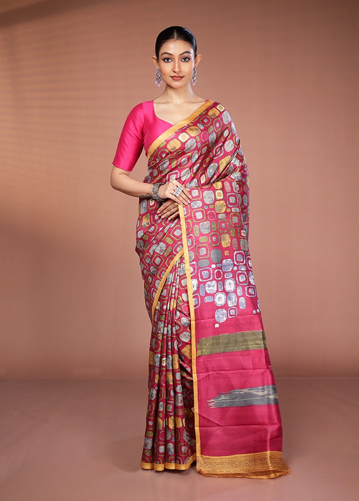 Multicolor Printed Pure Silk Saree Without Blouse Piece