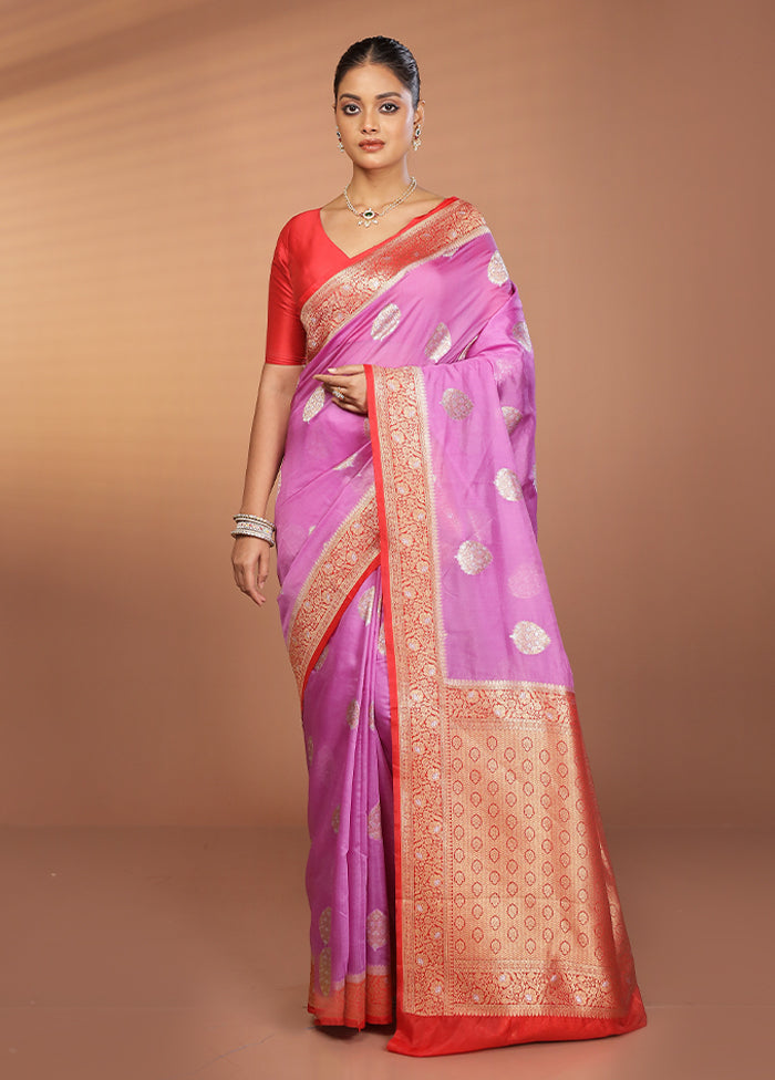 Purple Dupion Silk Saree With Blouse Piece
