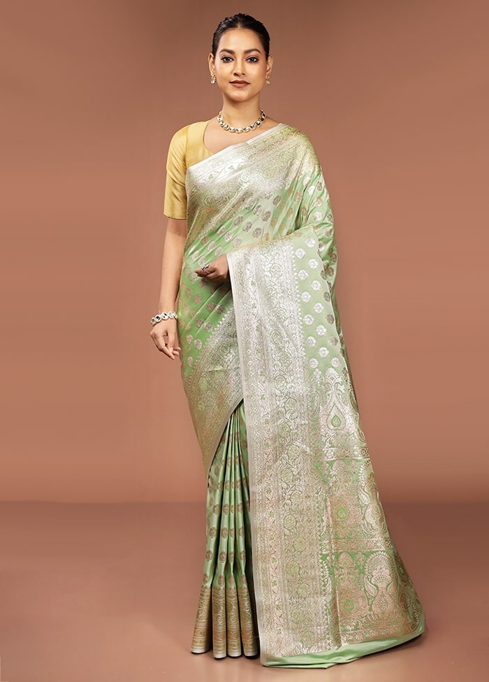 Grey Banarasi Silk Saree With Blouse Piece