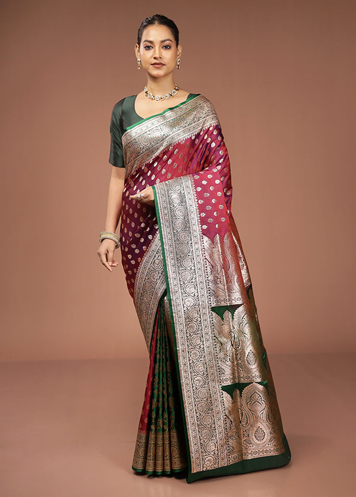Purple Banarasi Silk Saree With Blouse Piece