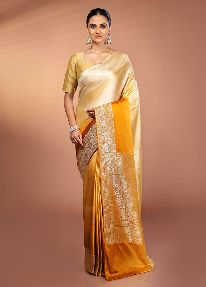 Yellow Handloom Katan Pure Silk Saree With Blouse Piece