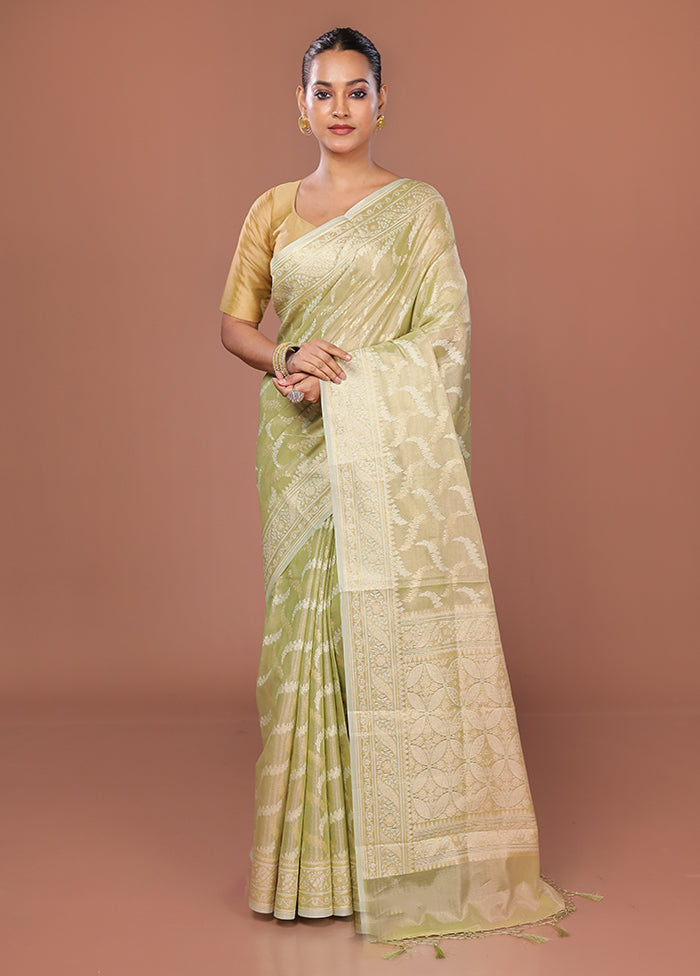 Green Tissue Silk Saree With Blouse Piece