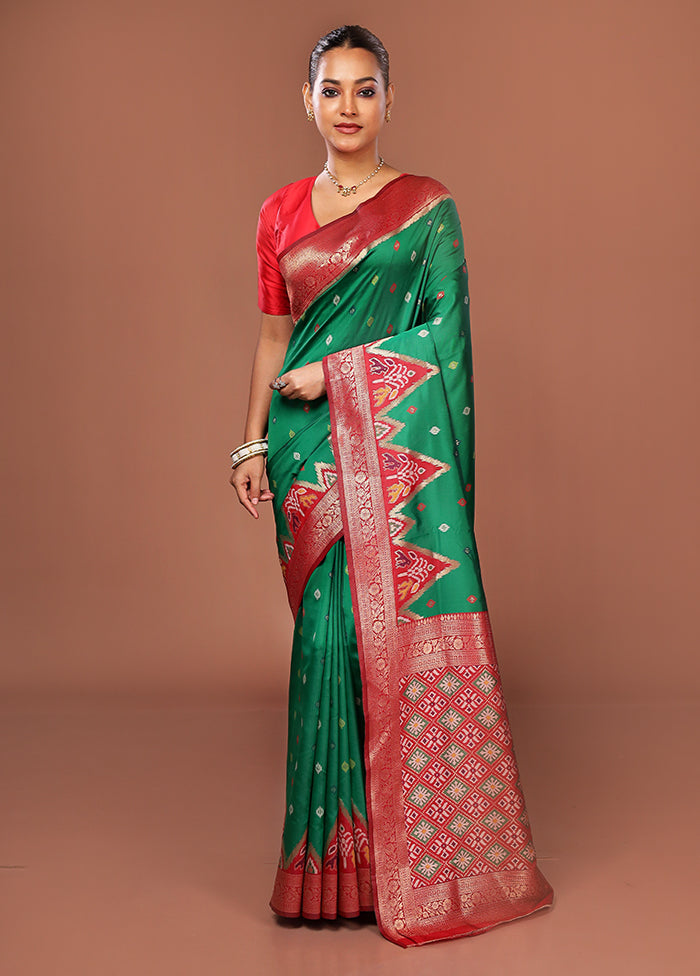 Green Dupion Silk Saree With Blouse Piece