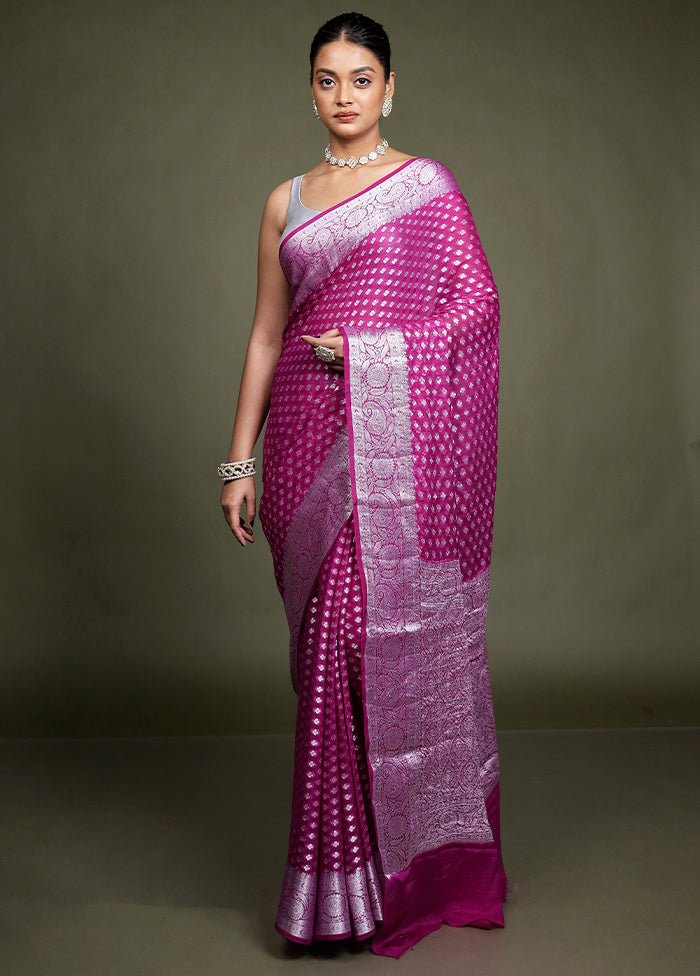 Pink Kora Silk Saree With Blouse Piece