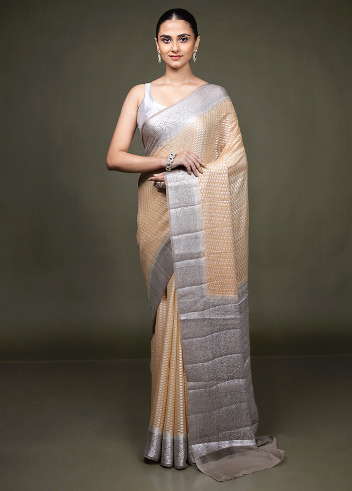 Pink Handloom Kora Pure Silk Saree With Blouse Piece