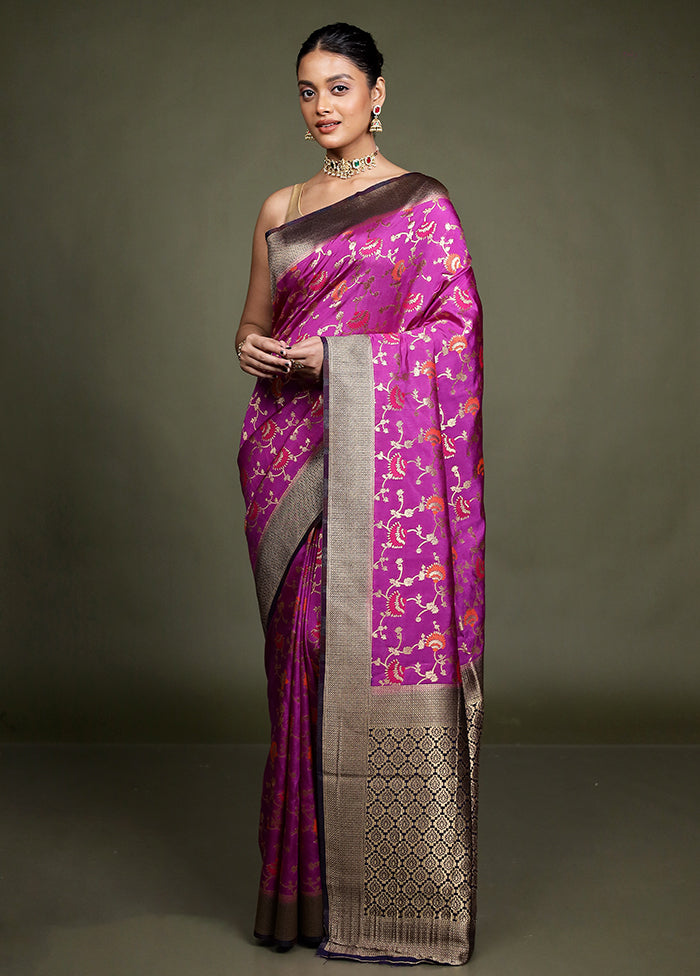 Purple Dupion Silk Saree With Blouse Piece