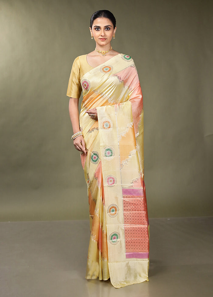 Cream Handloom Dupion Pure Silk Saree With Blouse Piece