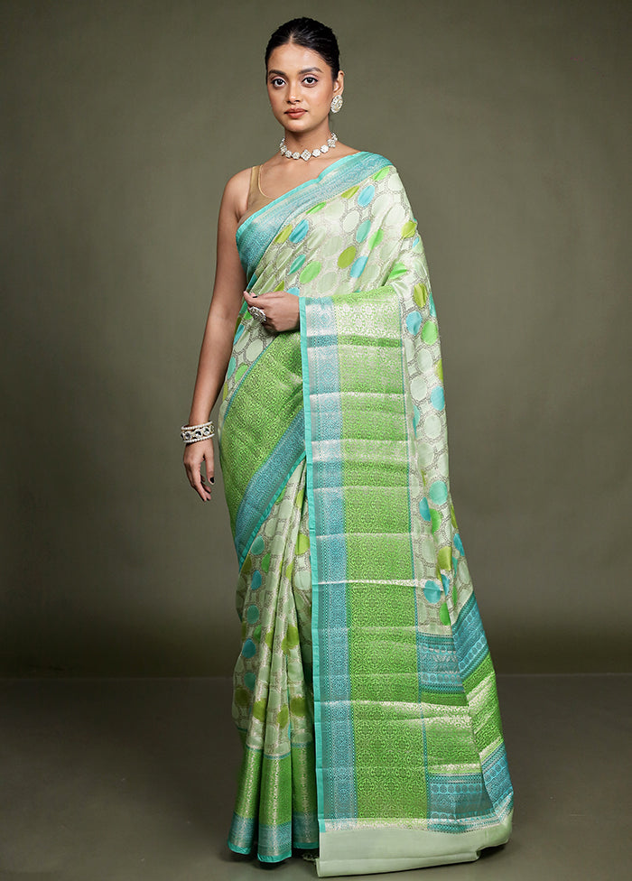Green Handloom Dupion Pure Silk Saree With Blouse Piece