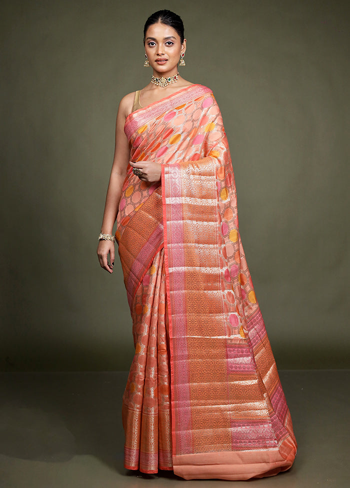 Pink Handloom Dupion Pure Silk Saree With Blouse Piece