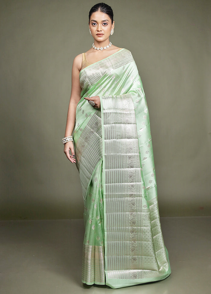 Green Handloom Dupion Pure Silk Saree With Blouse Piece