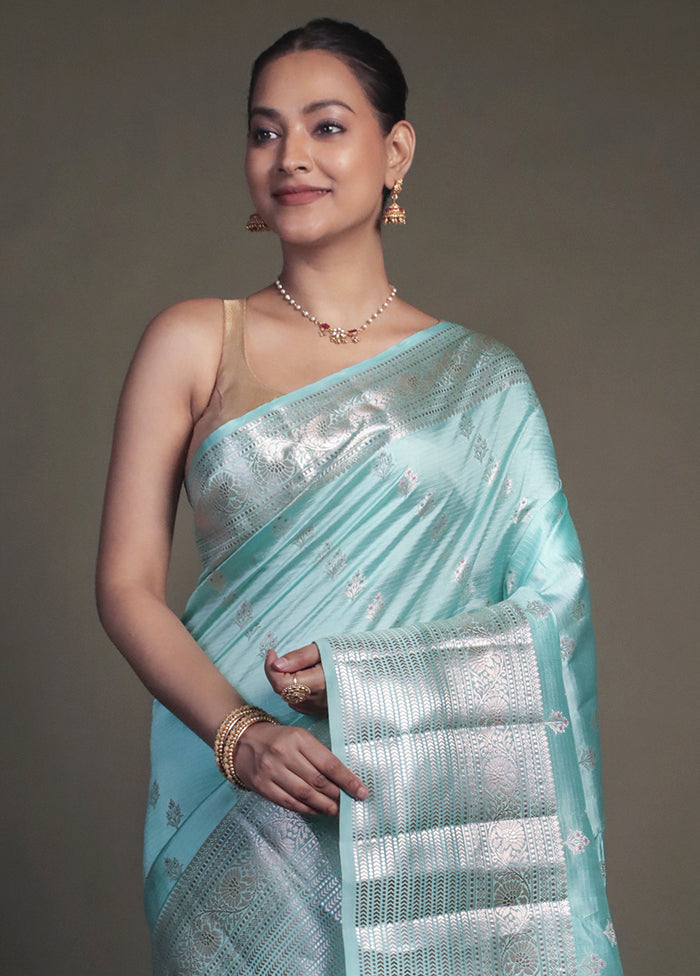 Green Handloom Dupion Pure Silk Saree With Blouse Piece