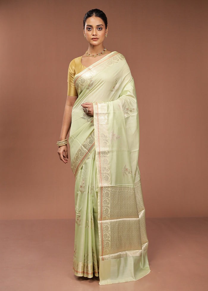 Green Kora Silk Saree With Blouse Piece