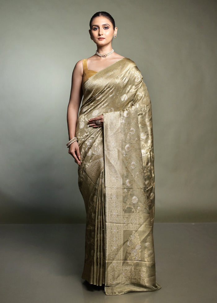 Grey Handloom Dupion Pure Silk Saree With Blouse Piece