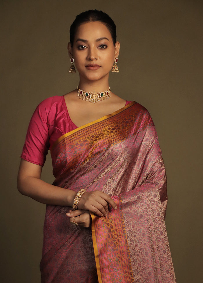 Cream Handloom Jamewar Pure Silk Saree With Blouse Piece