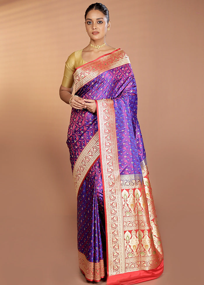 Blue Handloom Tanchoi Pure Silk Saree With Blouse Piece