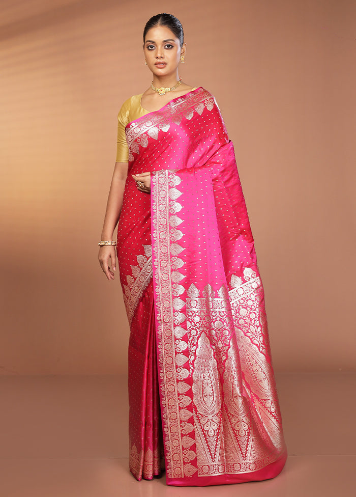 Pink Banarasi Silk Saree With Blouse Piece