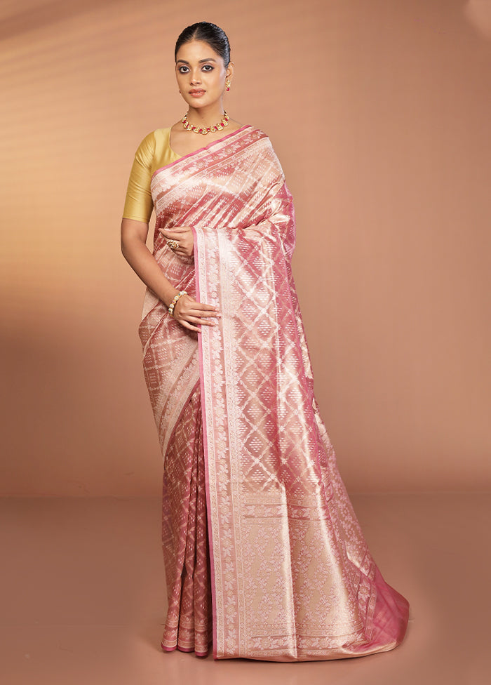 Pink Tissue Silk Saree With Blouse Piece