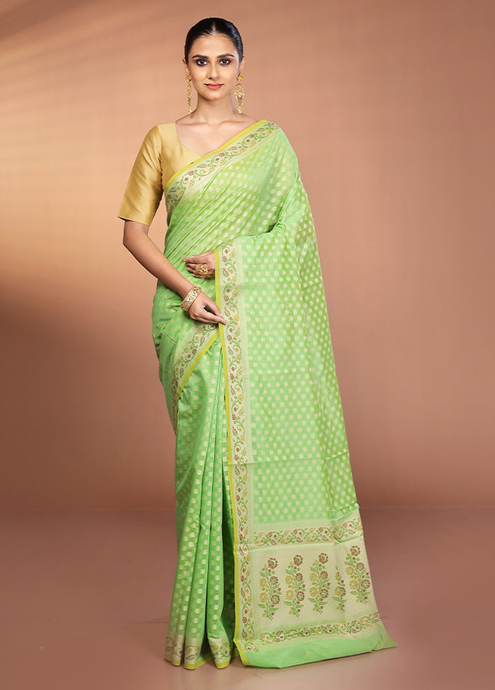 Green Kora Silk Saree With Blouse Piece