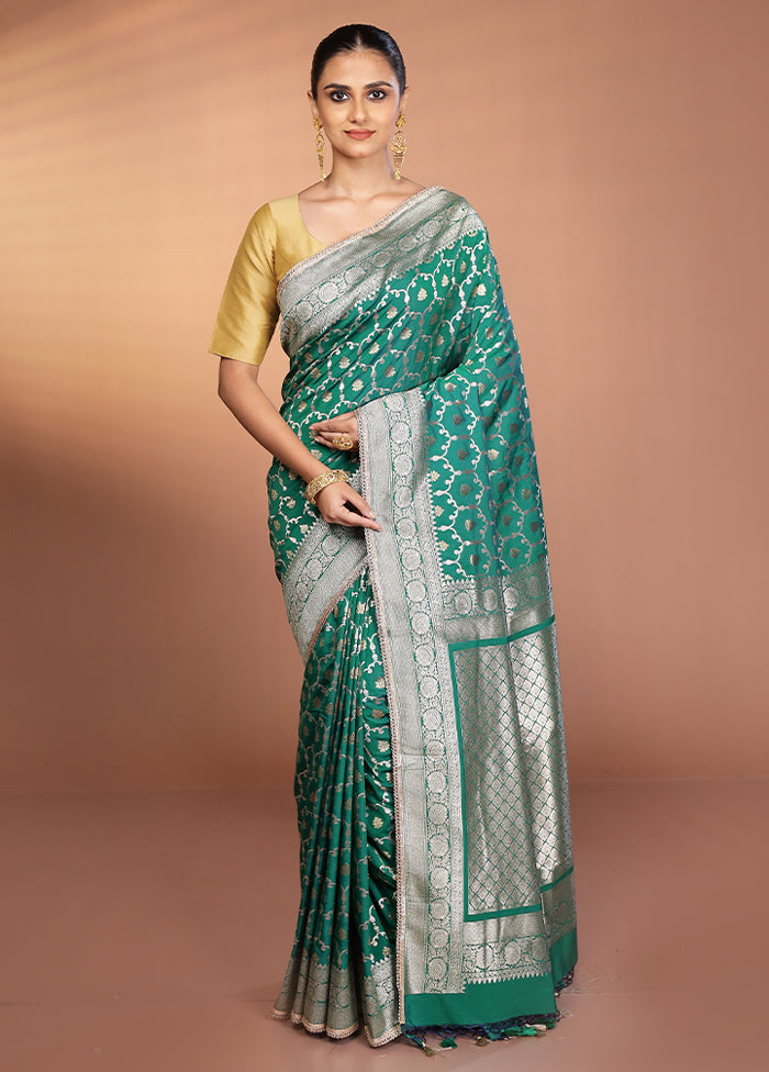 Green Katan Silk Saree With Blouse Piece
