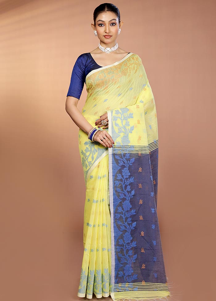 Yellow Matka Silk Saree With Blouse Piece