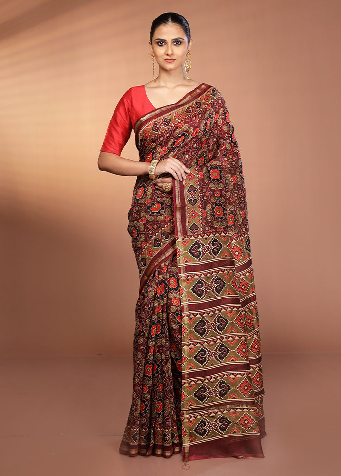 Purple Chanderi Silk Saree With Blouse Piece