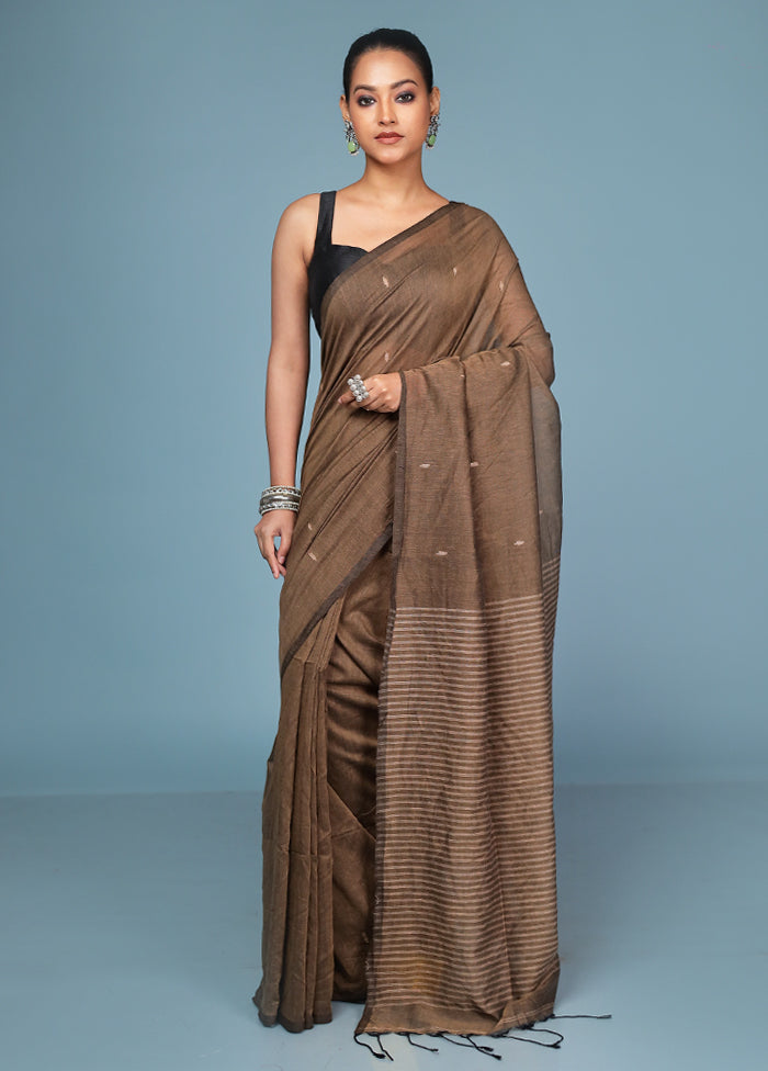 Cream Cotton Saree With Blouse Piece