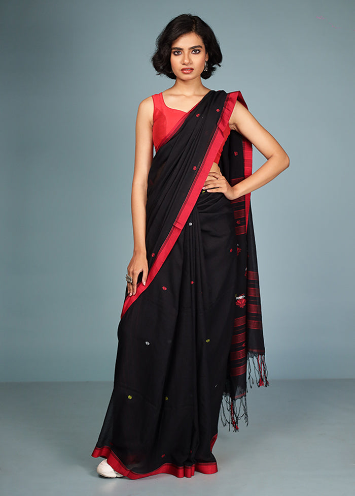 Black Matka Silk Saree Without Blouse Piece